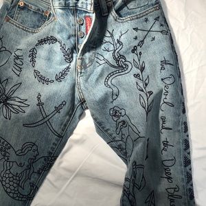 lucky brand embroidered jeans